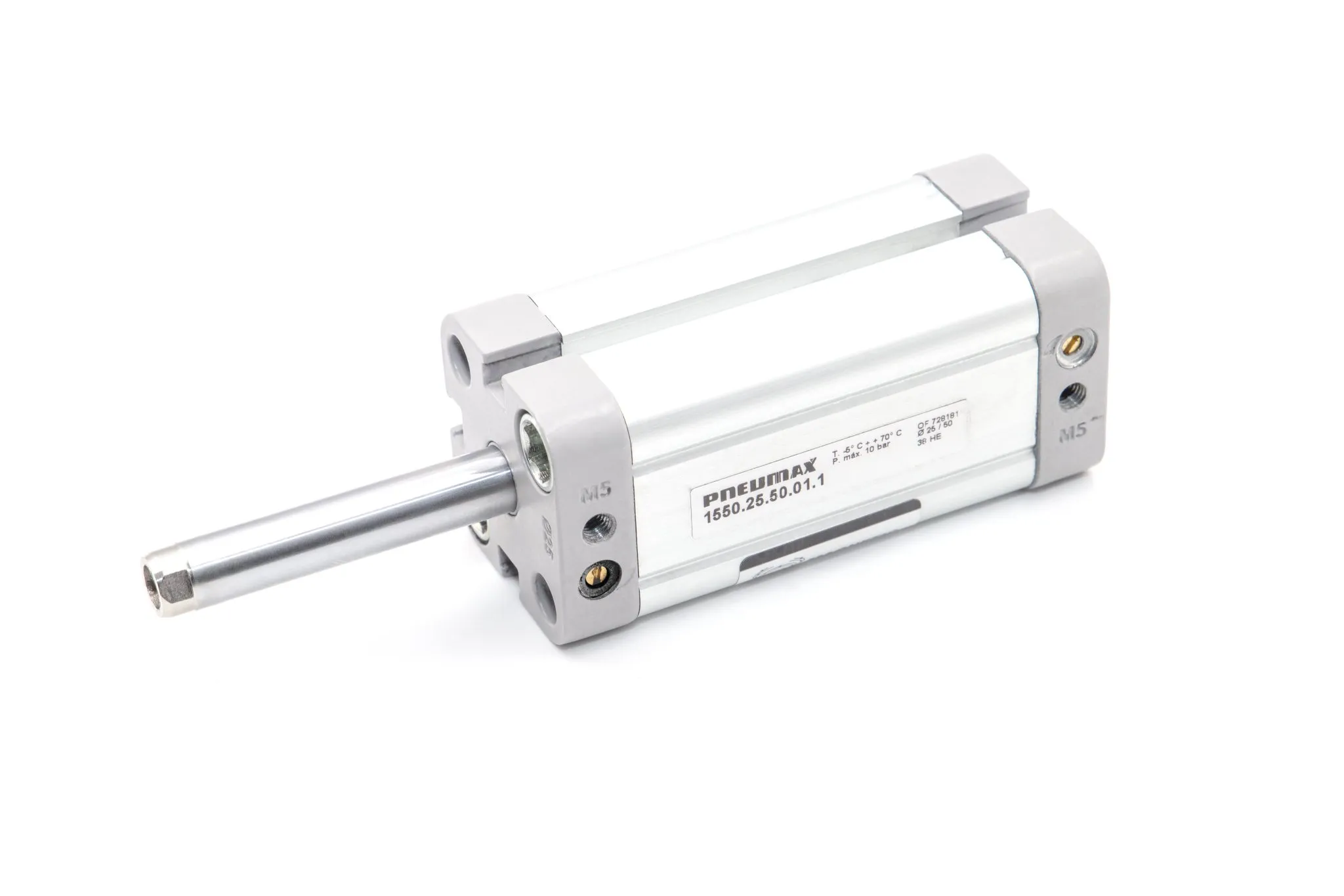Vérin Ecompact Ø25 course 20 version tige traversante en acier inoxydable avec taraudage, magnétique et double effet