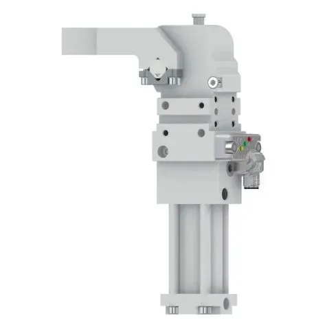 Bride de bridage pneumatique Ø25, capteur M12 - PNP, filetage BSPP, bras aluminium central, offset 0 mm