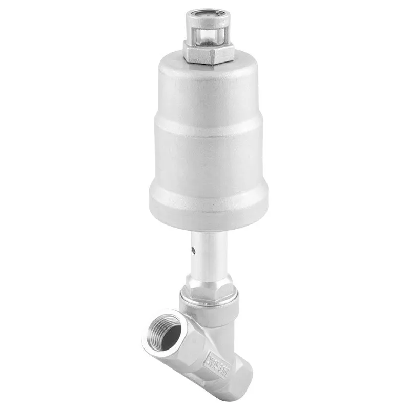 Vanne à siège incliné à orifices filetés G1" 1/4 2/2, NF, corps en acier inoxydable AISI 316